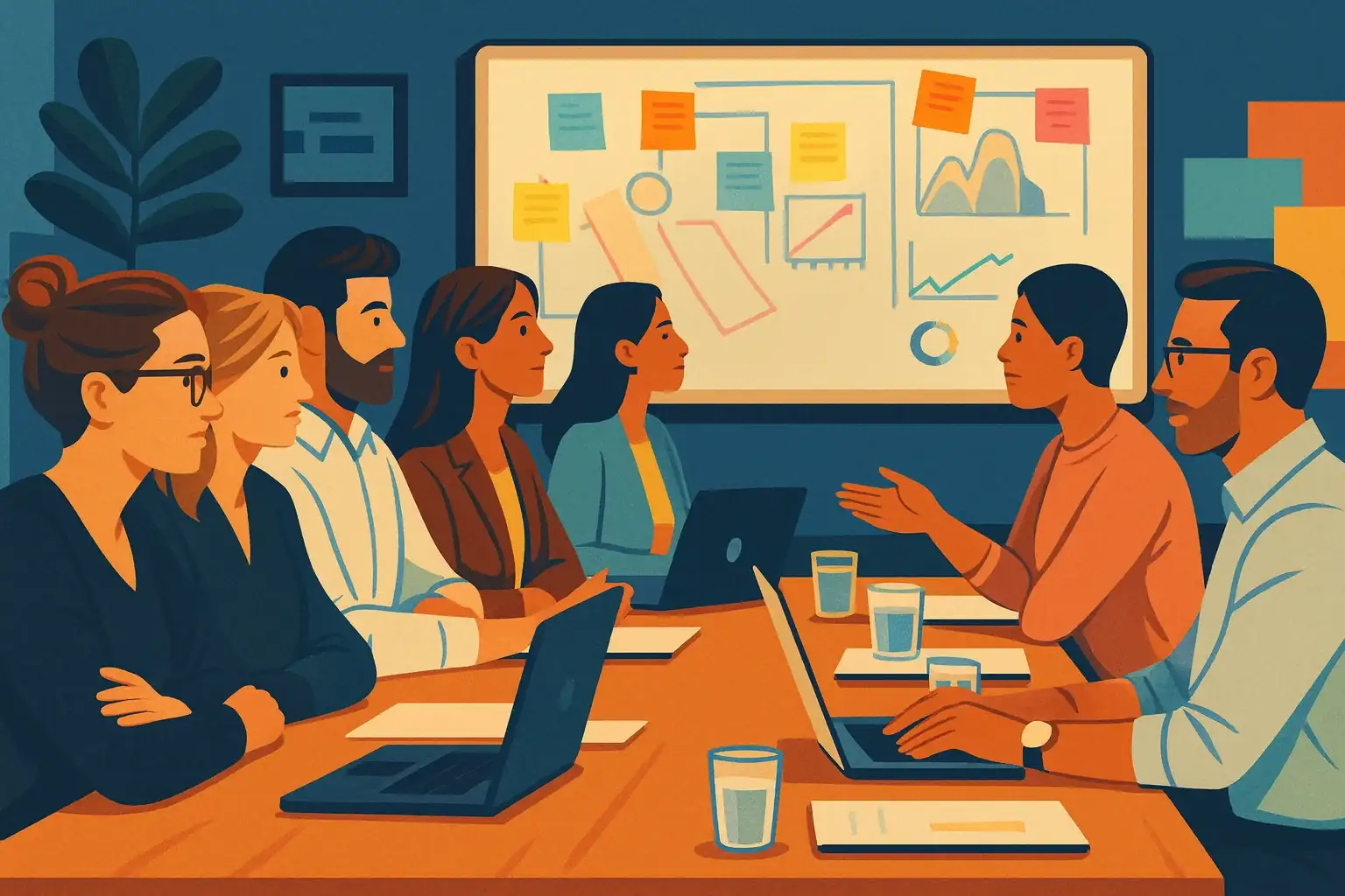 Business professionals collaborating in modern office