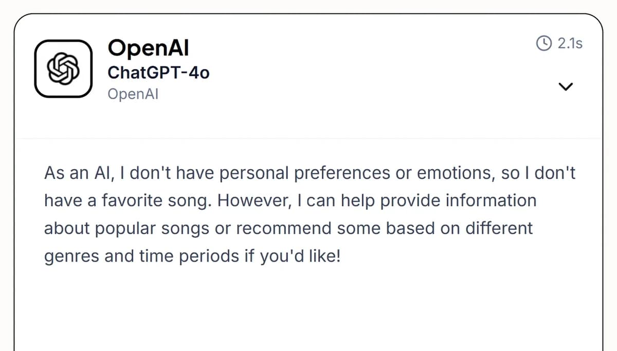 ChatGPT-4o politely declines to have personal preferences