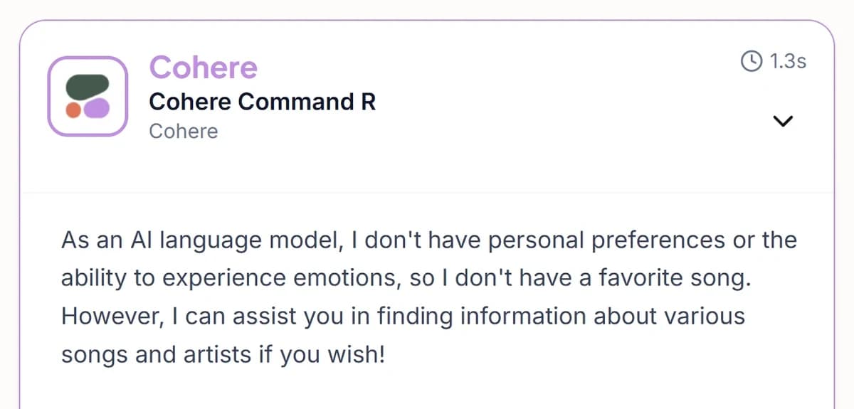 Cohere Command R offers to help find song information
