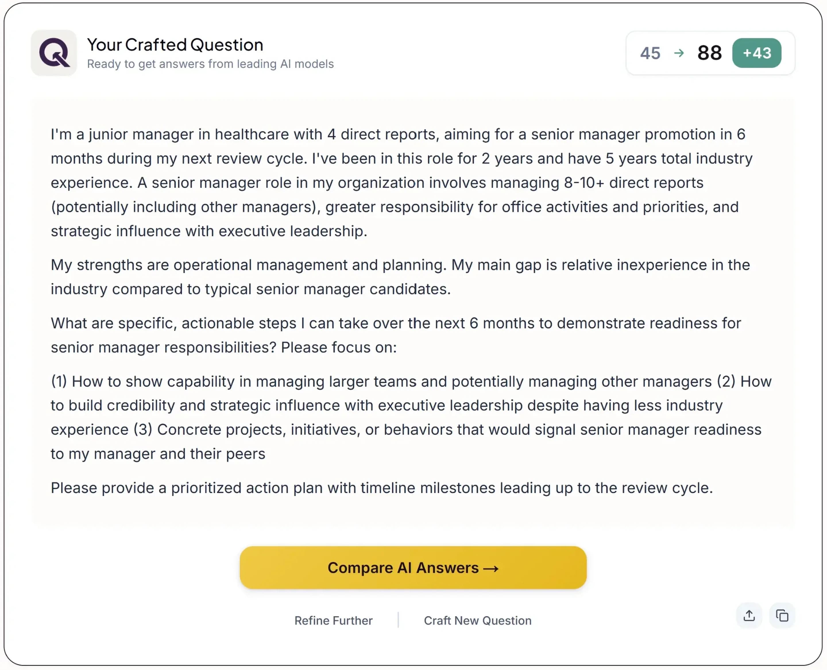 Optimized question with detailed context about healthcare management promotion
